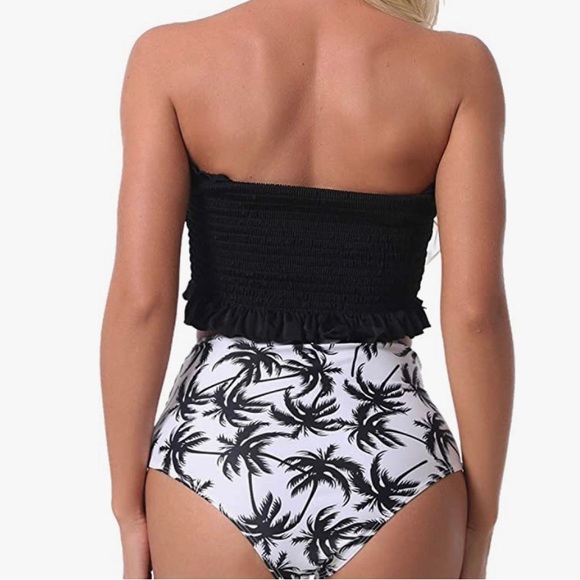 💝Swimsuits Strapless Bikini Bandeau Tops Ruched Two Piece High Waisted - Picture 4 of 6